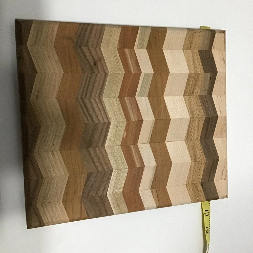 Multi-Colored‎ Wood Chevron Cutting Board 12x10.5x0.5 Cottagecore Kitchen Decor